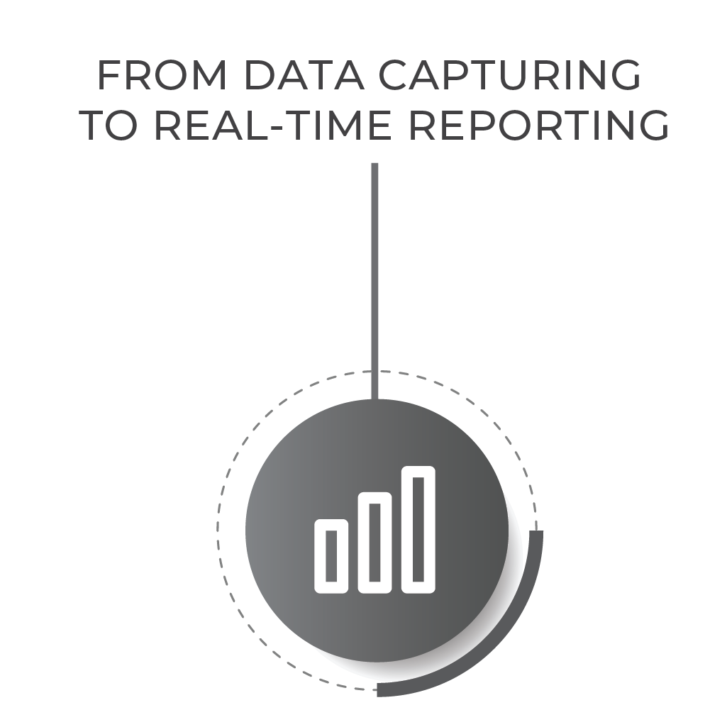 graph in grey circle with text at the top