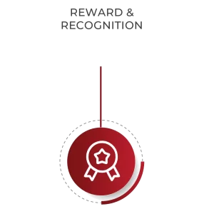 a badge with a star on in a red circle