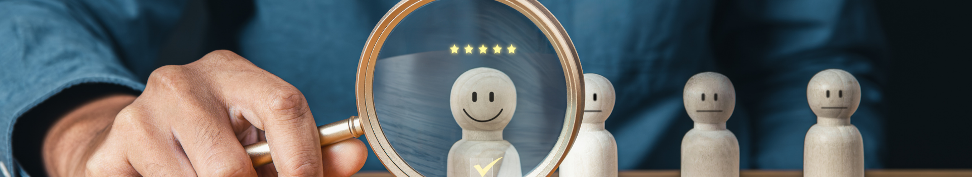 How to Simplify HR Compliance Before Year-End Audits 1 A calm image of a person holding a magnifying glass up to a wooden person representing employees.